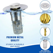 Bathroom Sink Drain Strainer, Pop up Sink Drain Filter Withremovable Stainless Steel Filter Basket Hair Catcher,Bathroom Sink Drain Stopper, for Us Bathroom Sink Stopperreplacement