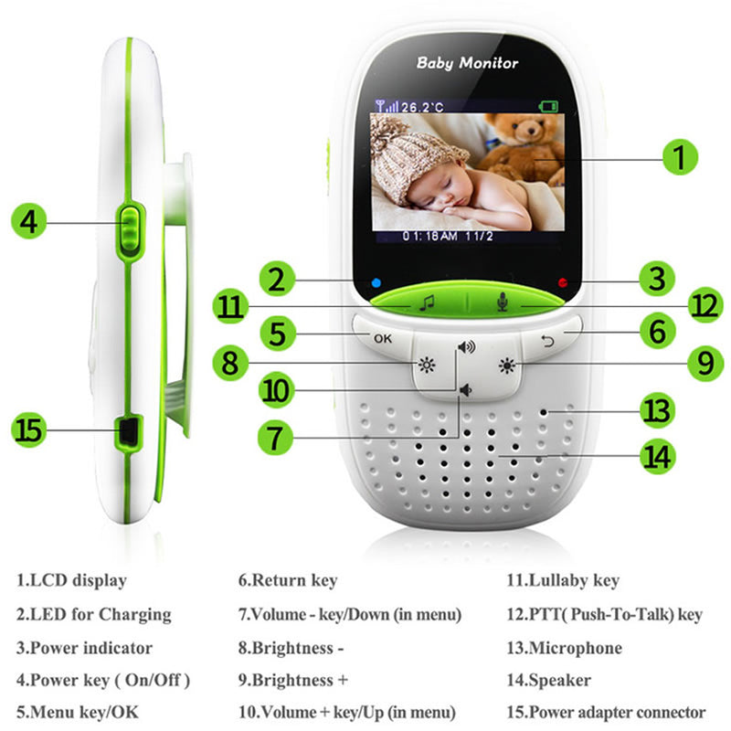 2-Inch Wireless Two-Way Intercom Baby Video Monitor - Stay Connected with Your Little One