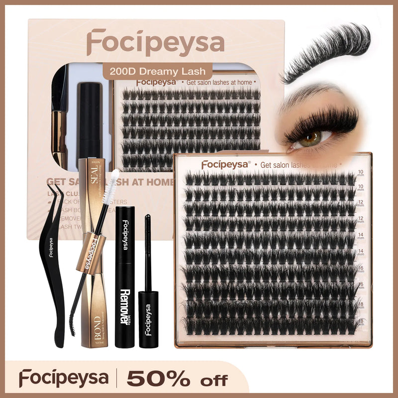 Focipeysa 200D Volume Lash Clusters | Dreamy Lash Clusters | Resuable Clusters Lashes | Beginner Friendly | D Curl DIY Cluster Lashes for Flawless Makeup | Salon-Level Volume Lash Extensions at Home