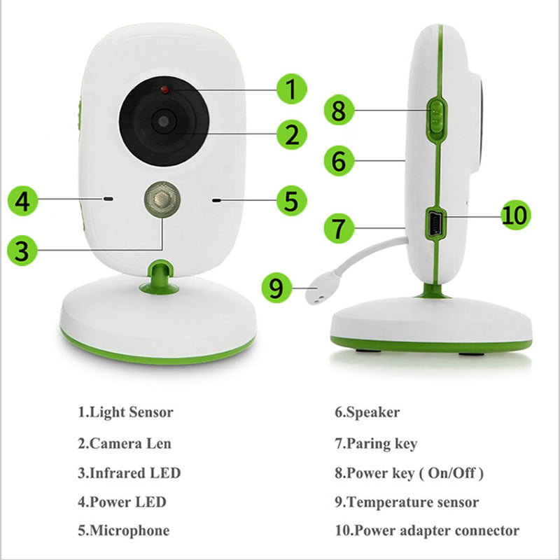 2-Inch Wireless Two-Way Intercom Baby Video Monitor - Stay Connected with Your Little One
