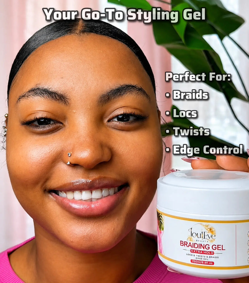Jouleve Beauty Braiding Gel - Strong Hold for Braids, Locs, Styling, & Twists - Long-Lasting Shine, Non-Flaking Styling Gel - 250Ml