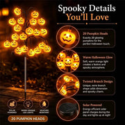 Solar Pumpkin Stake Lights, 20‑Head Halloween Garden Lights with 8Lighting Modes & Auto On/Off, Solar‑Operated Pumpkin Accent Lights, Festive Spooky Season Decor, Ideal for Yard Lawn Path, Fall Festival & Halloween Backyard Party Decors