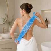 Long Silicone Back Scrubber & Exfoliating Bath Brush – Double-Sided Body Cleaner with Soft Bristles, Mesh Sponge & Easy-Grip Handles