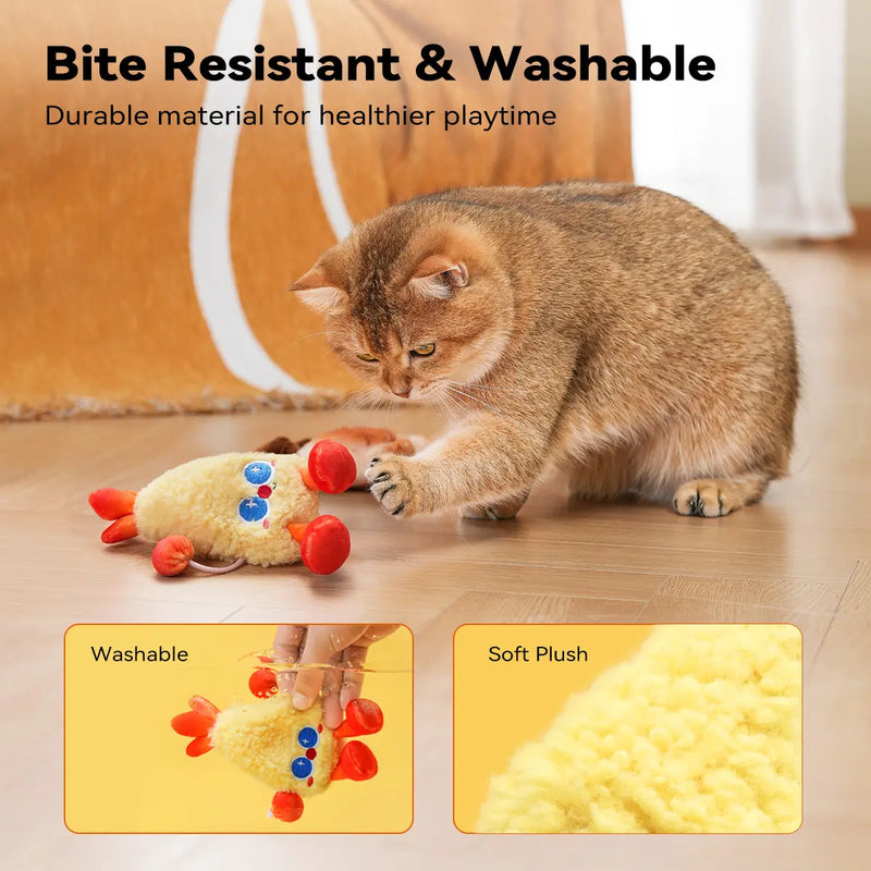 Petgravity Jumpyshrimp Taiyaki Interactive Electric Cat Toys Set, 2 Pack Automatic Jumping Moving Cat Toys with Built-In Motor, Fun Exercise Play Toys for Indoor Cats Kitten, Summervibes, Petlovers