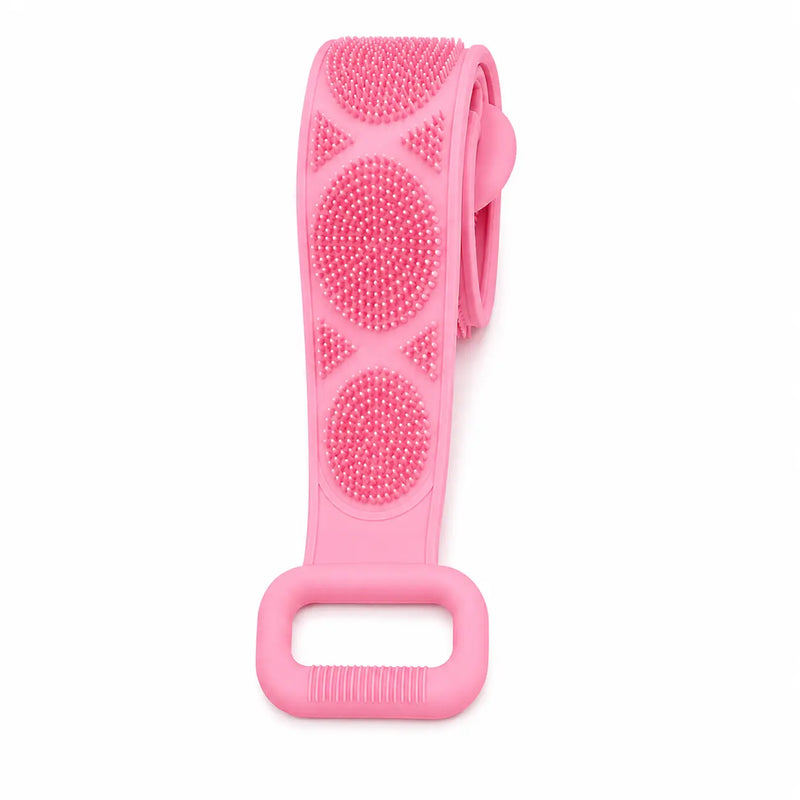 Long Silicone Back Scrubber & Exfoliating Bath Brush – Double-Sided Body Cleaner with Soft Bristles, Mesh Sponge & Easy-Grip Handles