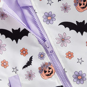 Toddler Baby Little Girl Halloween Jacket Pumpkin Ghost/Flower Bat Print Hooded Long Sleeve Coat Zipper Outerwear Fall 6M-4T