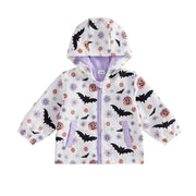Toddler Baby Little Girl Halloween Jacket Pumpkin Ghost/Flower Bat Print Hooded Long Sleeve Coat Zipper Outerwear Fall 6M-4T
