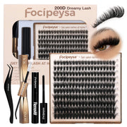 Focipeysa 200D Volume Lash Clusters | Dreamy Lash Clusters | Resuable Clusters Lashes | Beginner Friendly | D Curl DIY Cluster Lashes for Flawless Makeup | Salon-Level Volume Lash Extensions at Home