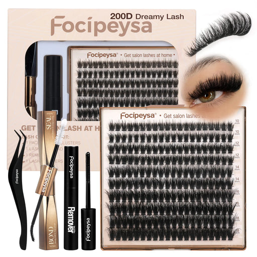 Focipeysa 200D Volume Lash Clusters | Dreamy Lash Clusters | Resuable Clusters Lashes | Beginner Friendly | D Curl DIY Cluster Lashes for Flawless Makeup | Salon-Level Volume Lash Extensions at Home