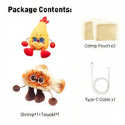 Petgravity Jumpyshrimp Taiyaki Interactive Electric Cat Toys Set, 2 Pack Automatic Jumping Moving Cat Toys with Built-In Motor, Fun Exercise Play Toys for Indoor Cats Kitten, Summervibes, Petlovers