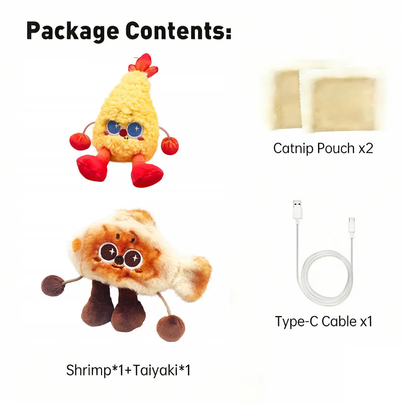 Petgravity Jumpyshrimp Taiyaki Interactive Electric Cat Toys Set, 2 Pack Automatic Jumping Moving Cat Toys with Built-In Motor, Fun Exercise Play Toys for Indoor Cats Kitten, Summervibes, Petlovers
