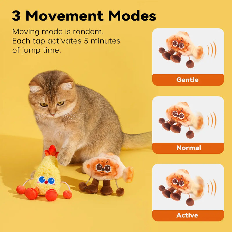 Petgravity Jumpyshrimp Taiyaki Interactive Electric Cat Toys Set, 2 Pack Automatic Jumping Moving Cat Toys with Built-In Motor, Fun Exercise Play Toys for Indoor Cats Kitten, Summervibes, Petlovers
