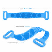 Long Silicone Back Scrubber & Exfoliating Bath Brush – Double-Sided Body Cleaner with Soft Bristles, Mesh Sponge & Easy-Grip Handles