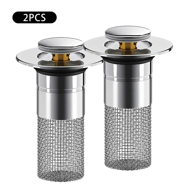 Bathroom Sink Drain Strainer, Pop up Sink Drain Filter Withremovable Stainless Steel Filter Basket Hair Catcher,Bathroom Sink Drain Stopper, for Us Bathroom Sink Stopperreplacement