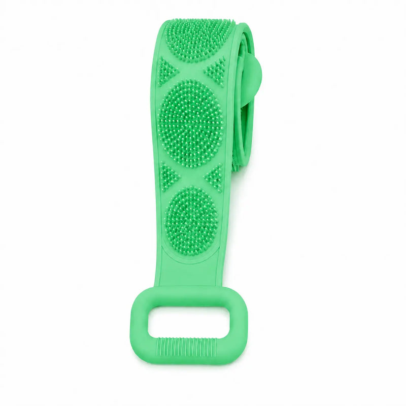 Long Silicone Back Scrubber & Exfoliating Bath Brush – Double-Sided Body Cleaner with Soft Bristles, Mesh Sponge & Easy-Grip Handles