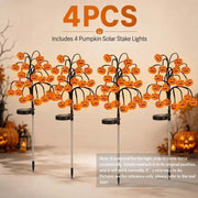 Solar Pumpkin Stake Lights, 20‑Head Halloween Garden Lights with 8Lighting Modes & Auto On/Off, Solar‑Operated Pumpkin Accent Lights, Festive Spooky Season Decor, Ideal for Yard Lawn Path, Fall Festival & Halloween Backyard Party Decors