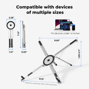 Viozon Portable Laptop Stand for Desk, Foldable Adjustable Computer Riser with Magnetic Phone Holder, Aluminum Laptop Stand for 10–16” Laptops & 4–13” Phones/Tablets (Silver)