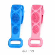 Long Silicone Back Scrubber & Exfoliating Bath Brush – Double-Sided Body Cleaner with Soft Bristles, Mesh Sponge & Easy-Grip Handles