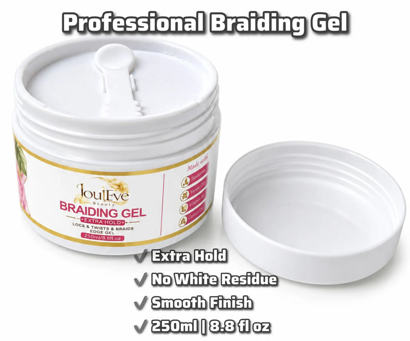 Jouleve Beauty Braiding Gel - Strong Hold for Braids, Locs, Styling, & Twists - Long-Lasting Shine, Non-Flaking Styling Gel - 250Ml
